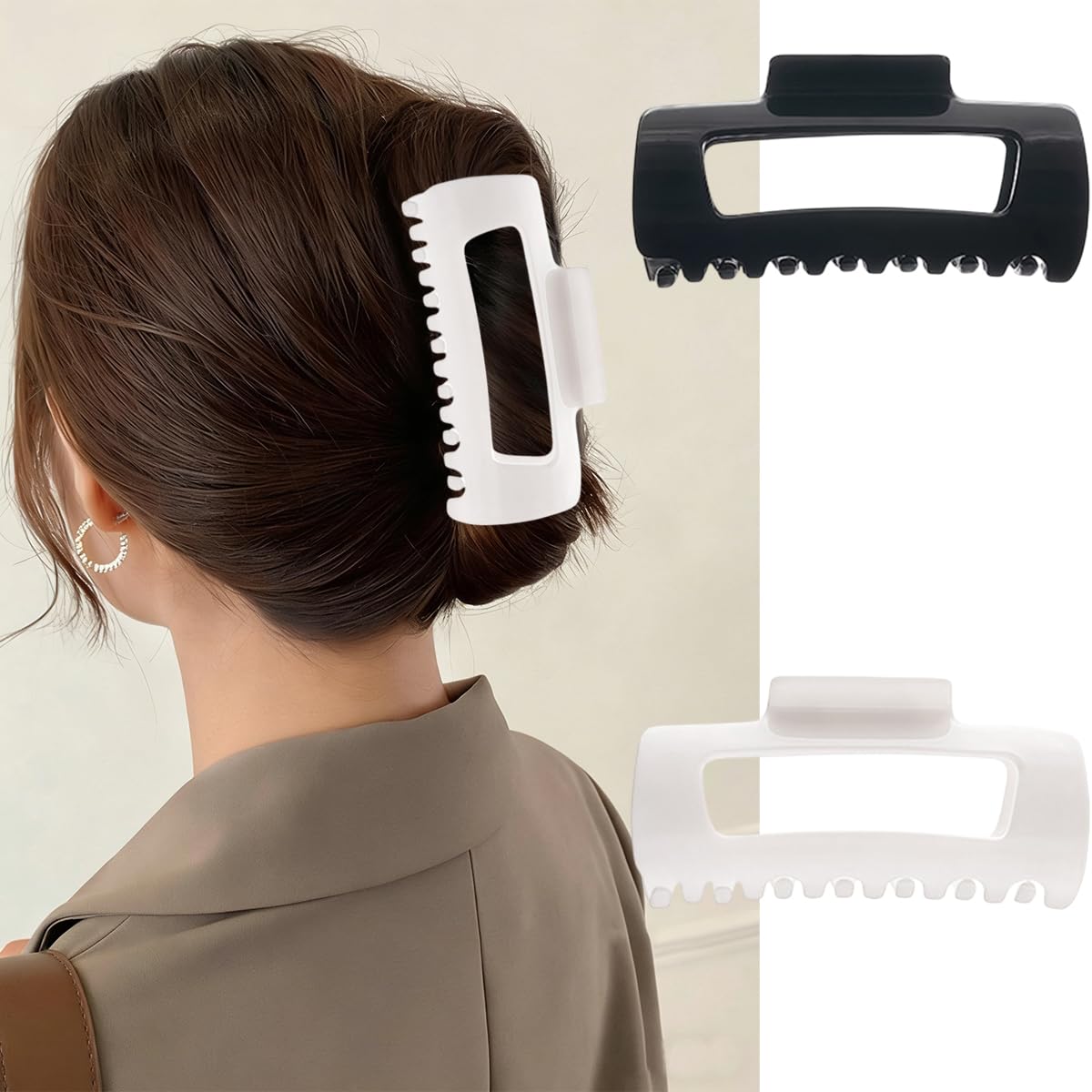4Pcs Cloud Claw Clips for Women Rectangle Soft Silicone Hair Clip Soft Bump Proof Design