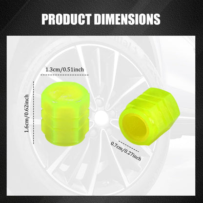 8PCS Fluorescent Tire Valve Stem Caps, Tire Valve Covers, Luminous Auto Wheel Air Valve Caps