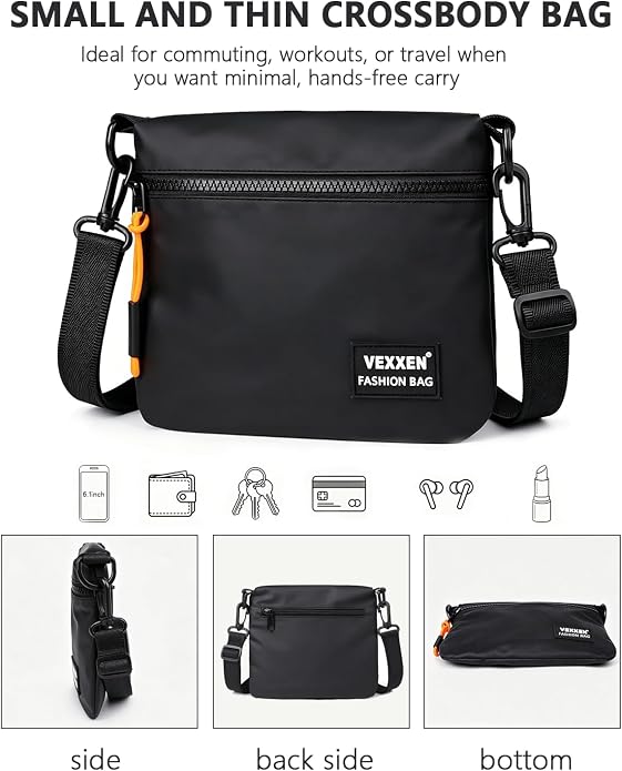 Small Sling Bag for Men, Minimalist Waterproof Crossbody Messenger Bag