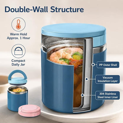 21.3oz Leakproof Stainless Steel Thermal Lunch Container for Hot and Cold Food
