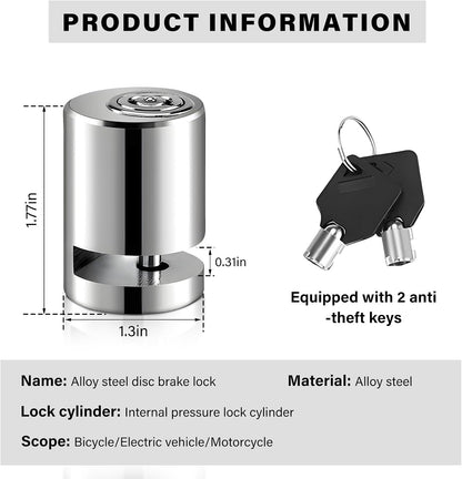 Motorcycle Disc Brake Lock, Anti Theft Motorbike Safety Brake Disk Lock with Two Keys