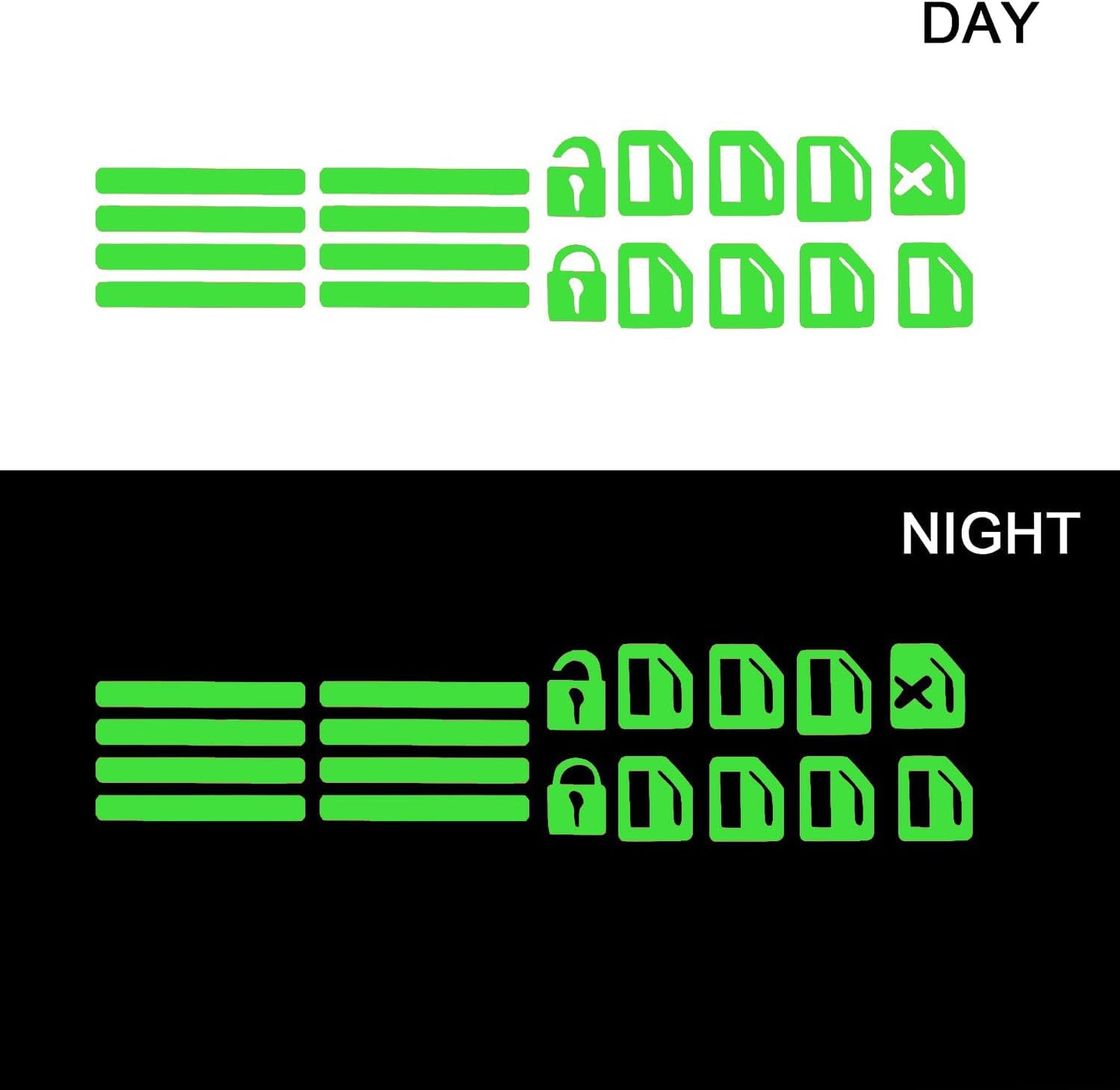 2 Sheets Control Switch Luminous Sticker for Car Outer Door Handle Button