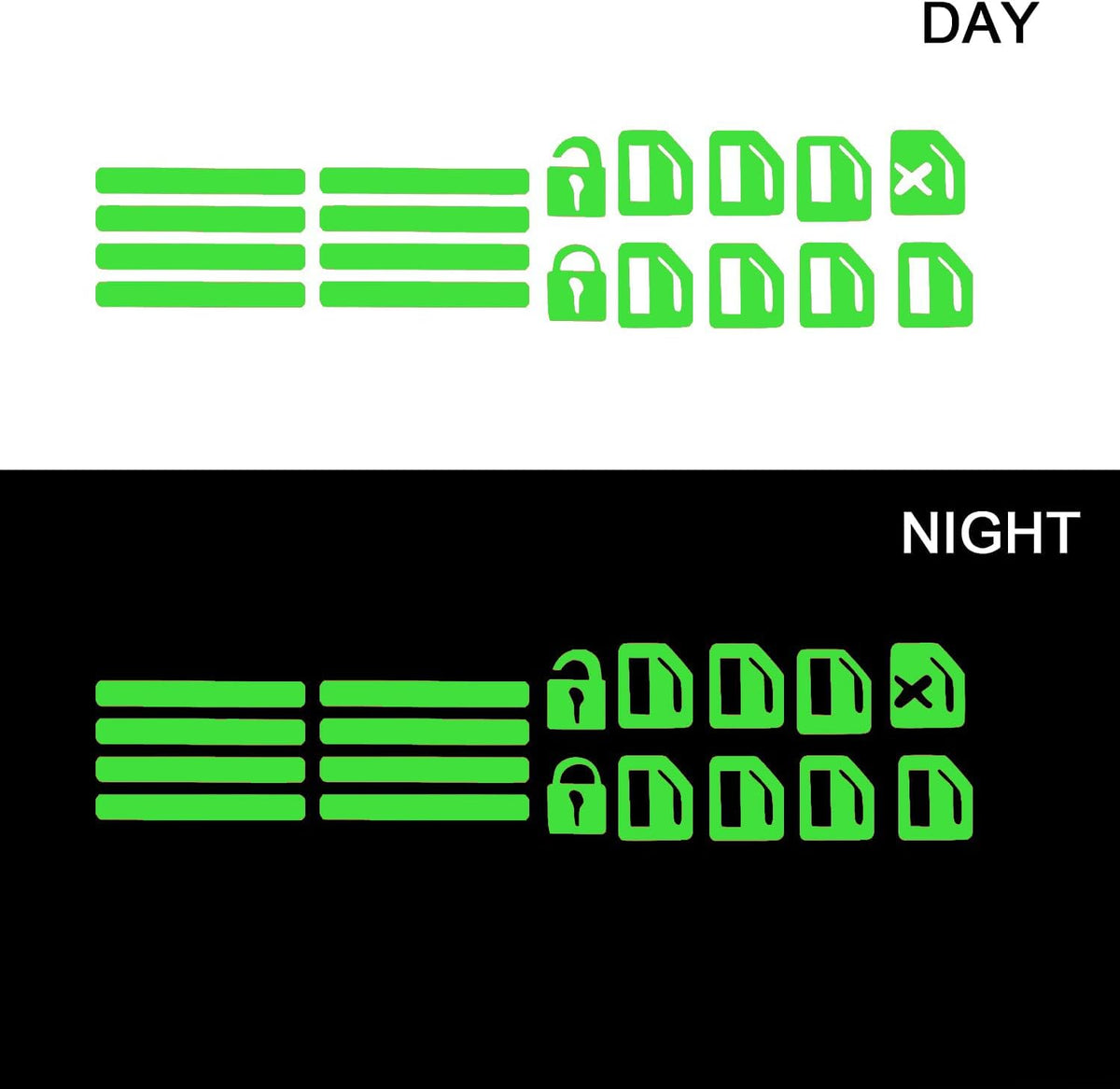 2 Sheets Control Switch Luminous Sticker for Car Outer Door Handle Button