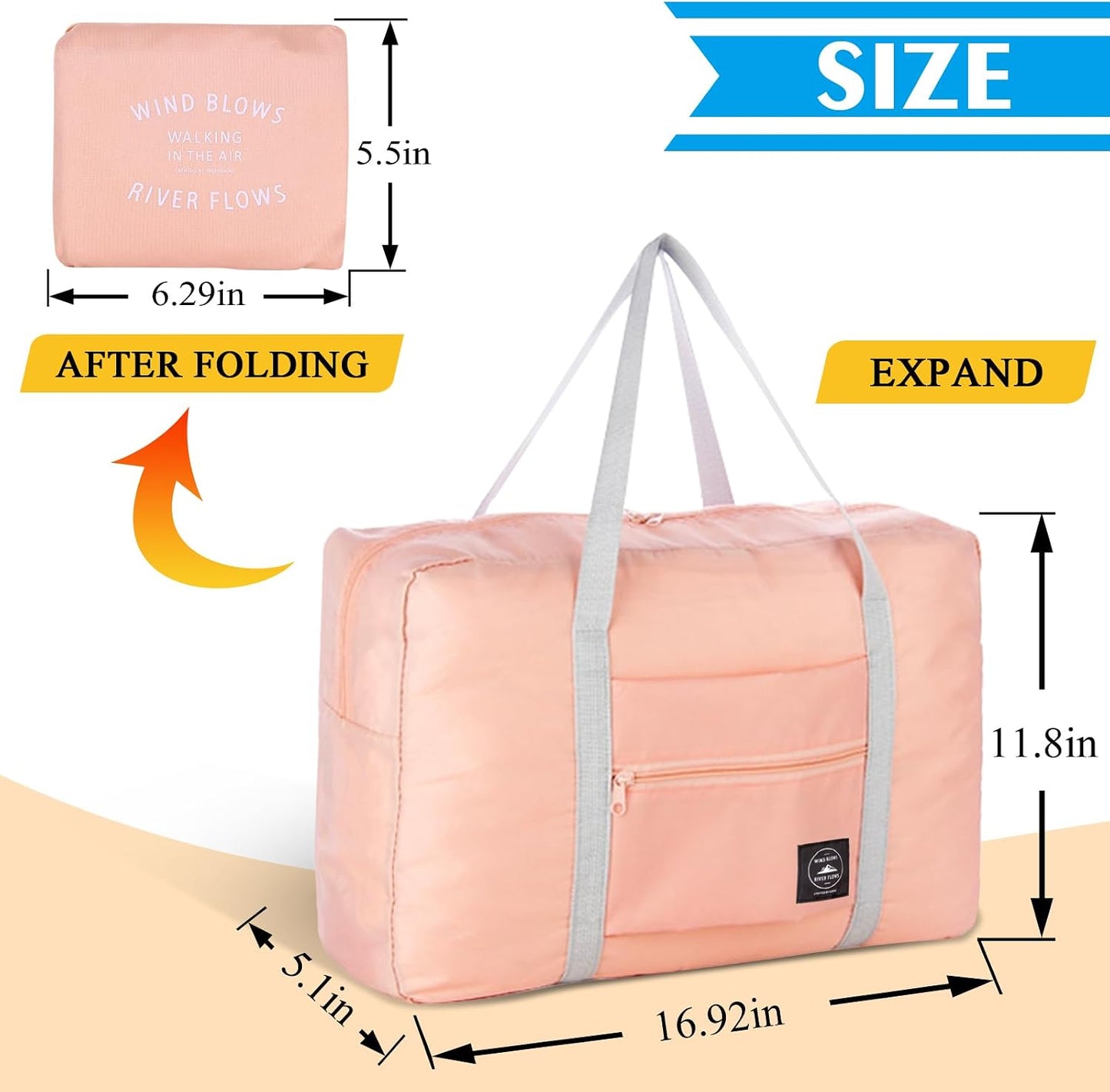 2PCS Foldable Travel Duffel Bag Tote Carry on Luggage Bag