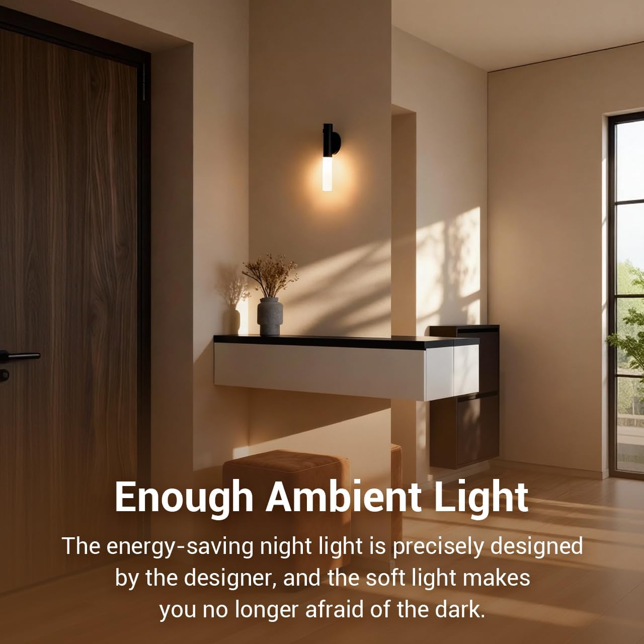 2Pcs Wooden Smart Motion-Sensor LED Night Light / Rechargeable Wall Light