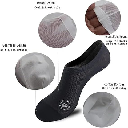 8-Pack Breathable No Show Socks – Lightweight Ice Silk Liner Socks