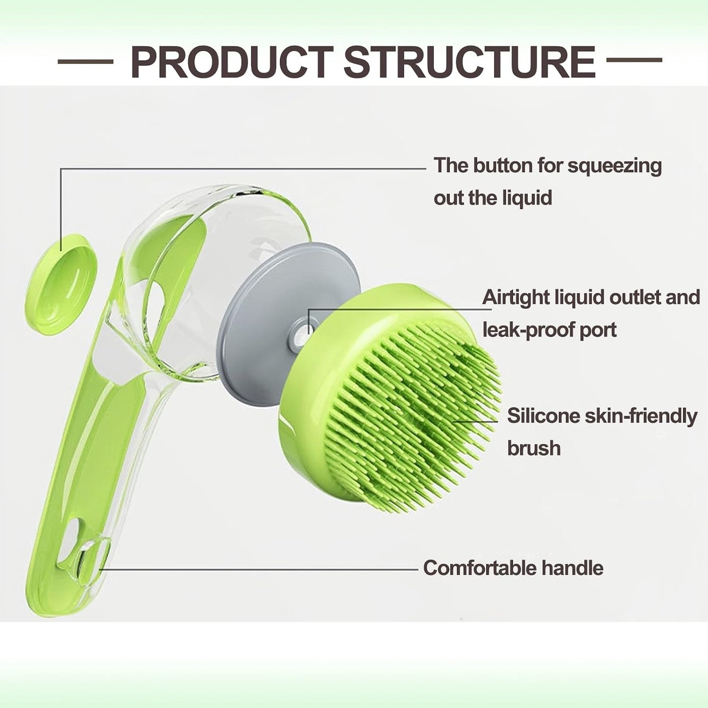 Pack Dog Bath Brush 2 in 1 Cat Shampoo Brush with Soap Dispenser