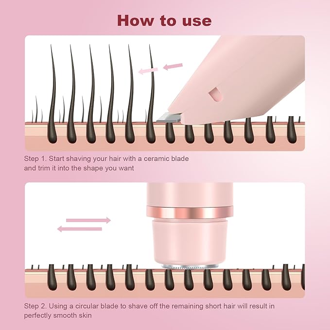 2-in-1 Bikini Trimmer & Shaver,Cordless Electric Razor for Women Wet/Dry Pubic Hair Trimmer