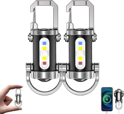 2Pcs Portable Rechargeable Bright Keychain Flashlight Phone Charger, Mini Keychain Flashlight