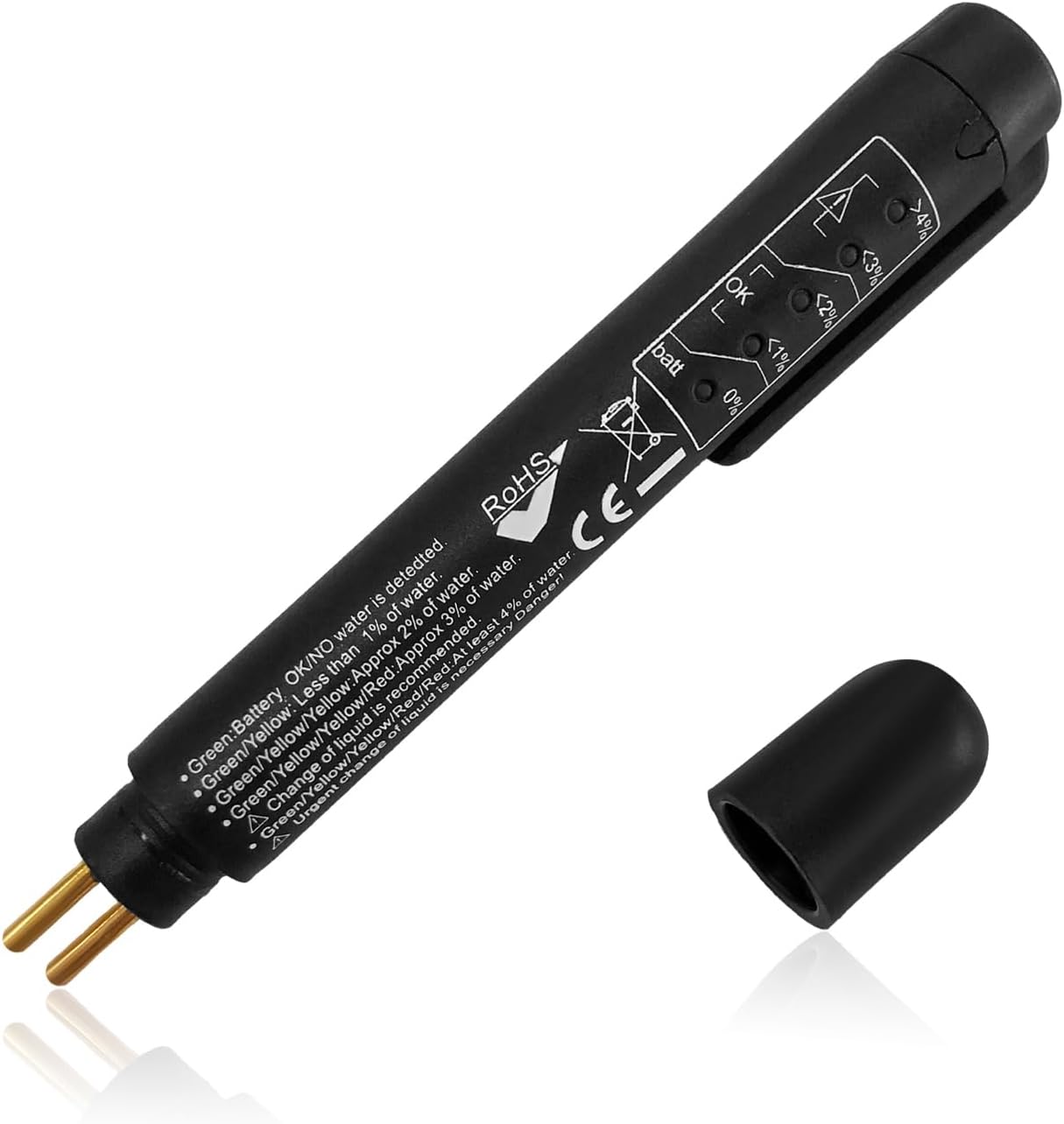 Brake Fluid Liquid Tester Pen, Vehicle High-Precision Hydraulic Liquid Oil Moisture Analyzer with 5 LED Indicators