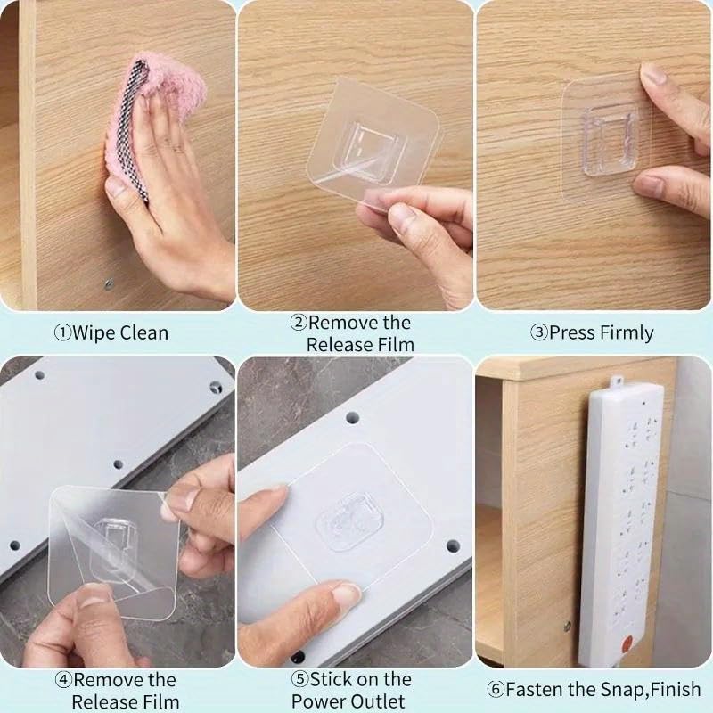 20 Pairs Double Sided Self Adhesive Wall Hooks, Punch Free Transparent Snap Button Set