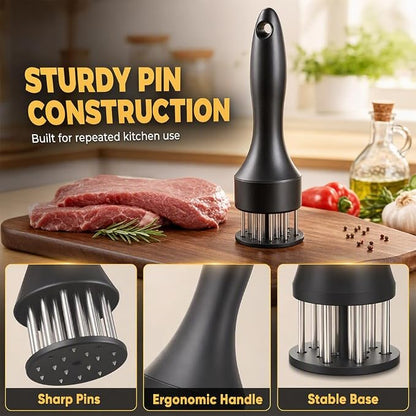 Meat Tenderizer Tool, 16-Needle Stainless Steel Meat Injector, Steak