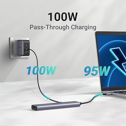 6-in-1 Multiport Adapter USB C Hub 4K@60Hz with 3 USB 3.0/1 HDMI Ports, SD/TF Card Reader, USB C Dongle