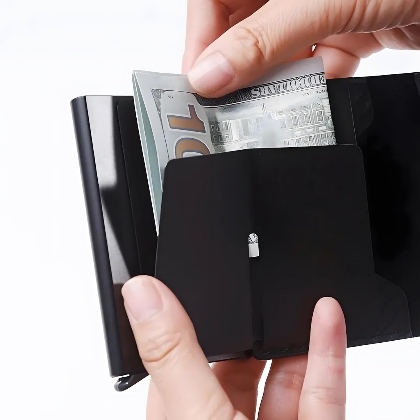Wallet for Men, Simple Credit Card Holder, RFID Barrier, Pop-Up Business Card Box