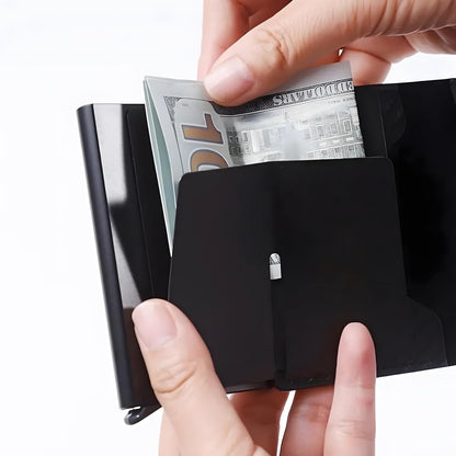 Wallet for Men, Simple Credit Card Holder, RFID Barrier, Pop-Up Business Card Box