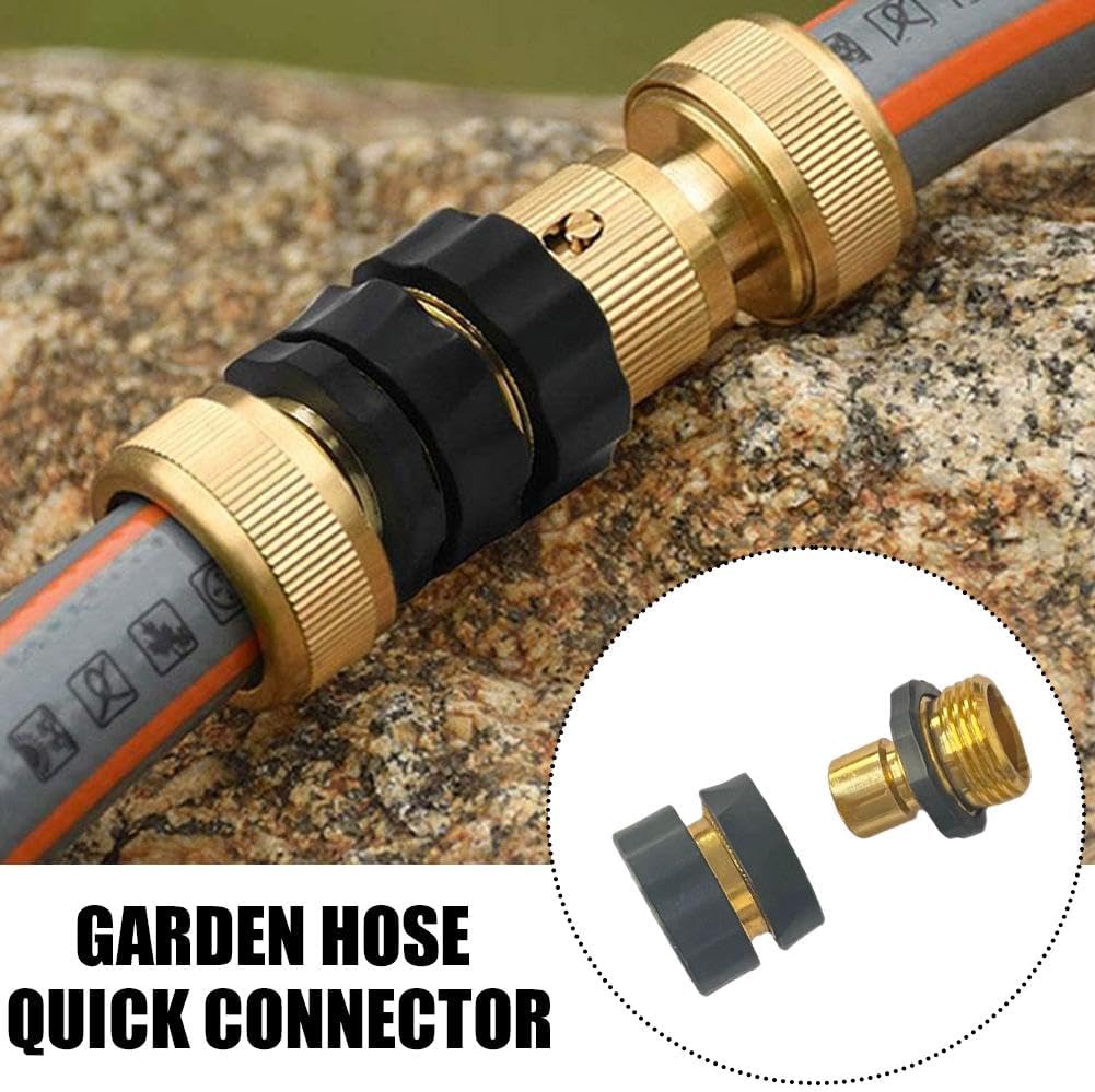 Garden Hose Quick Connectors, Quick-Release Hose Fittings, 3/4-Inch Male & Female Connectors