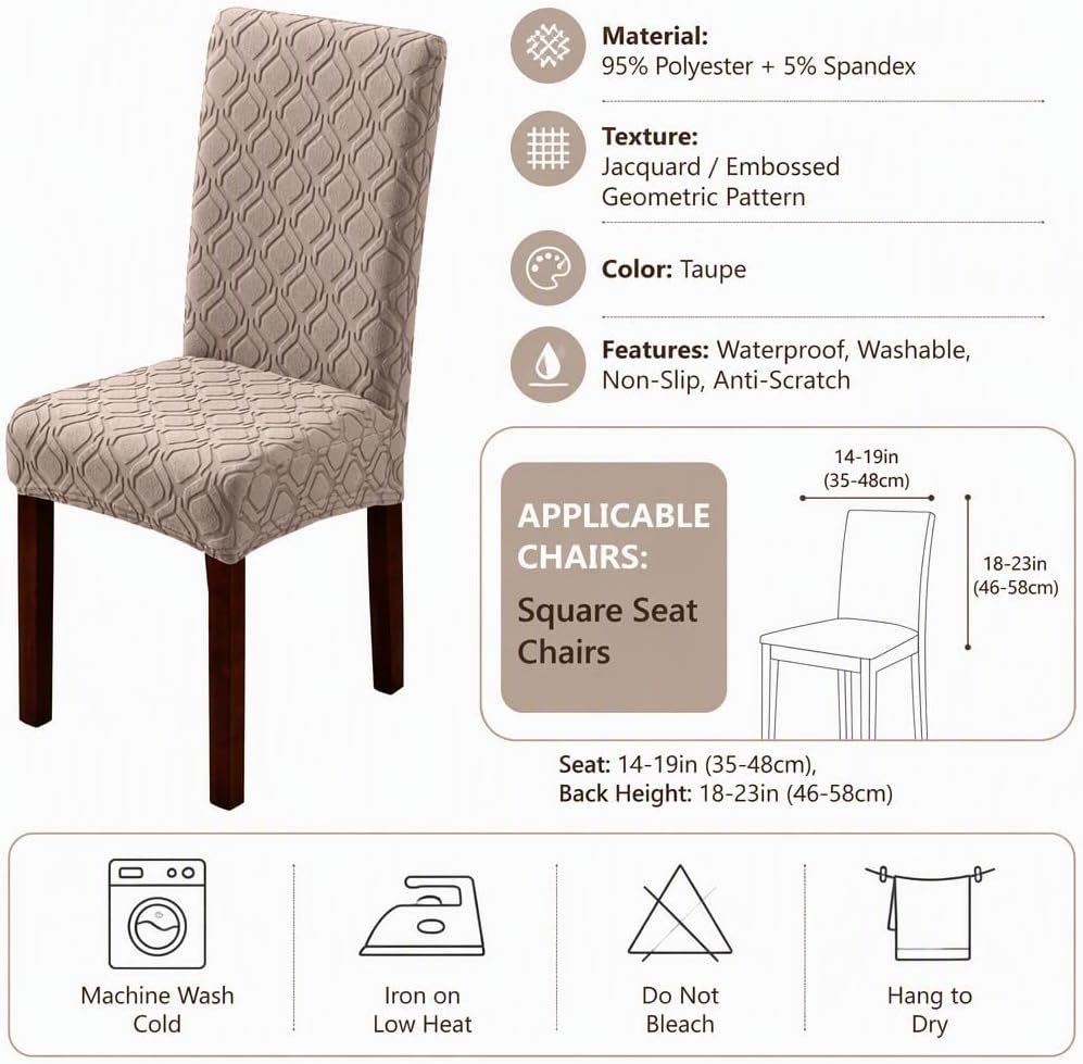 Stretch Jacquard Dining Chair Covers Waterproof & Washable,Non-Slip,Anti-Scratch Protector