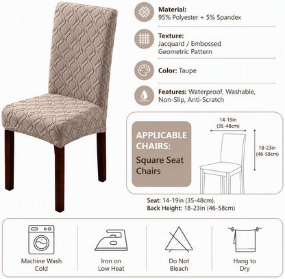 Stretch Jacquard Dining Chair Covers Waterproof & Washable,Non-Slip,Anti-Scratch Protector