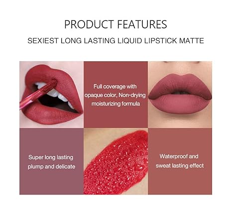 10Pcs Liquid Matte Matt Lipstick Set, Long Lasting Lipstick 24 hour Waterproof