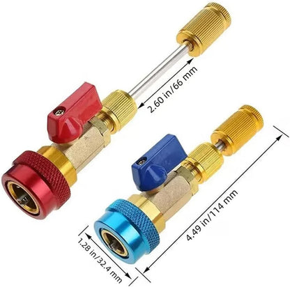 Valve Core Quick Remover Installer Kit for R134A R12, Adjustable High/Low Pressure Coupler