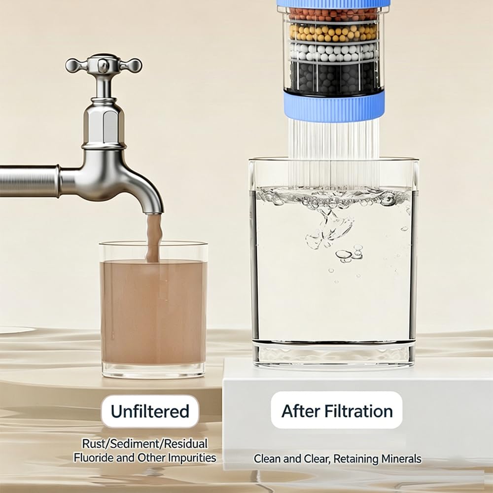 Activated Carbon Faucet Water Purifier Tap Filtration for Kitchen Bathroom Removes Chlorine Fluorider