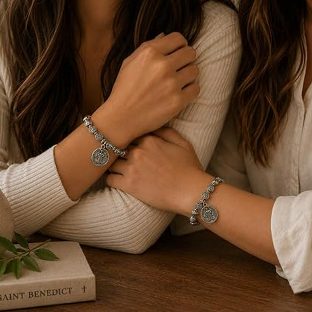 Catholic Rosary Metal Bracelet Saint Benedict Medal Bracelet for Men and Women Faith Baptism silvery