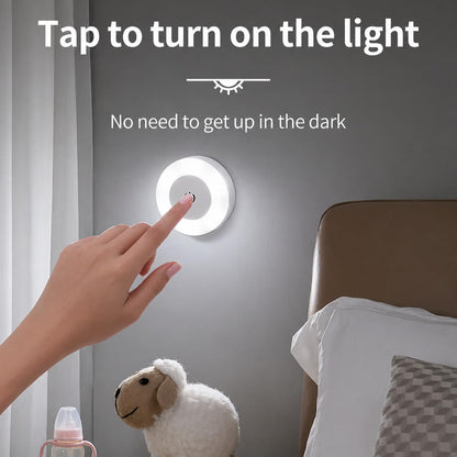 2PCS Night Light Bright LED Lamp, 3 Colors Dimmable Rechargeable Wireless Stick