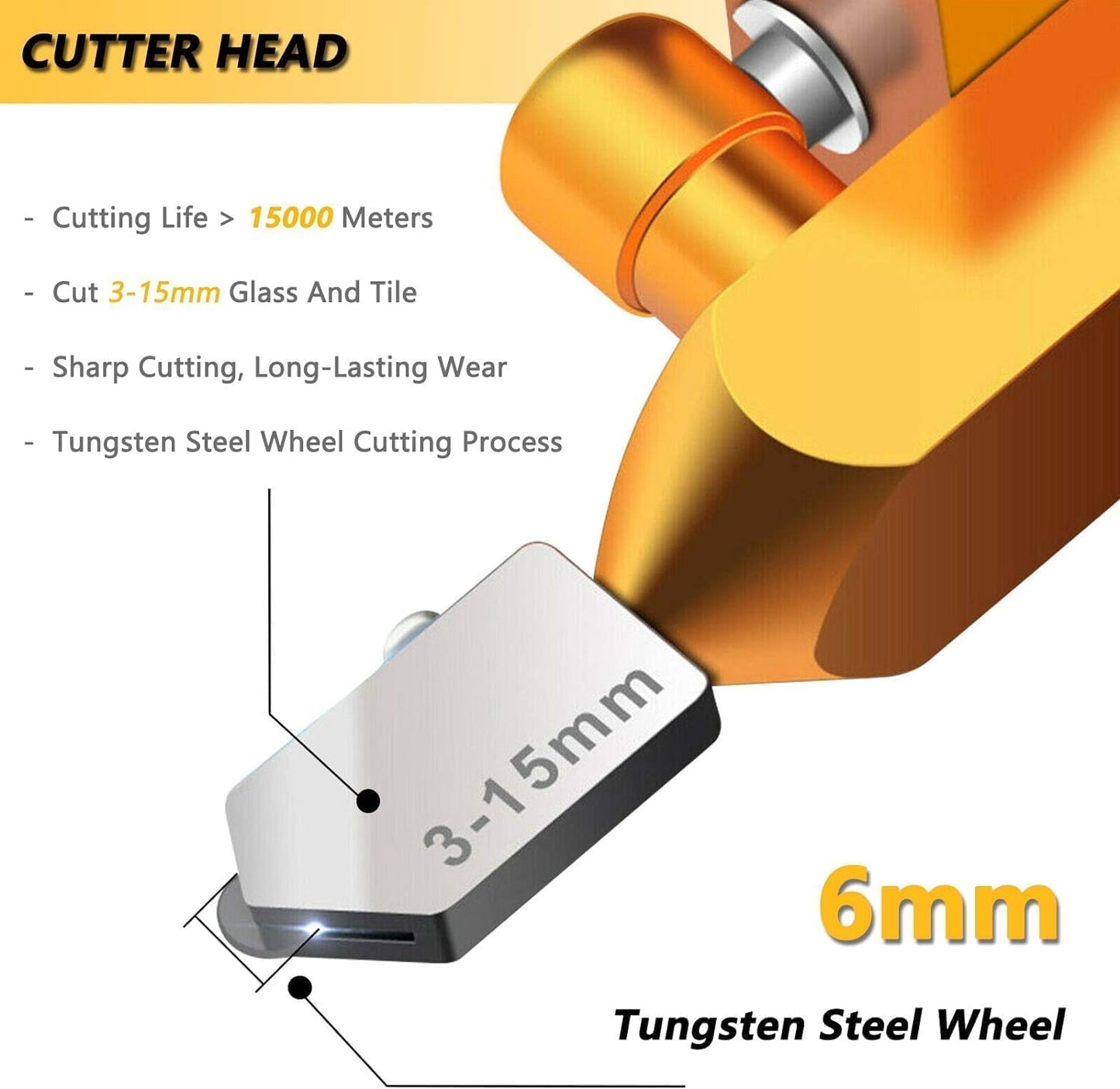 2-in-1 Glass Cutter Hand Tool for 3-15mm Glass, Tile, Mirror & Plexiglass Heavy-Duty Hand device with Tungsten Steel Blade