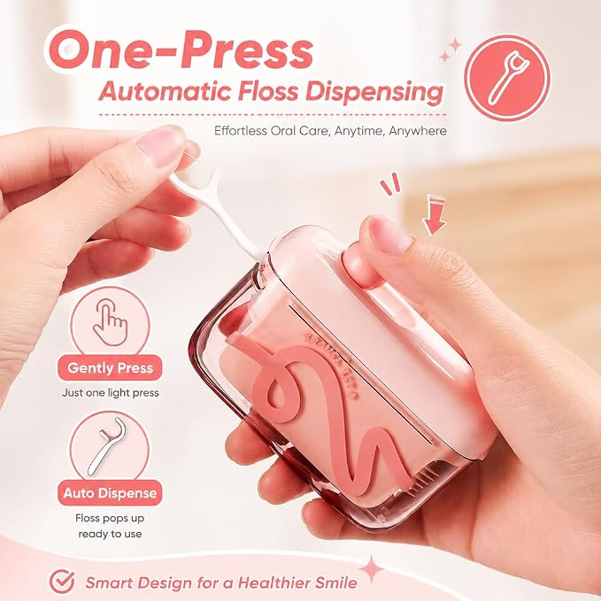 2Pcs Automatic Pop-up Portable Floss Dispenser with 20 Pcs Dental Floss