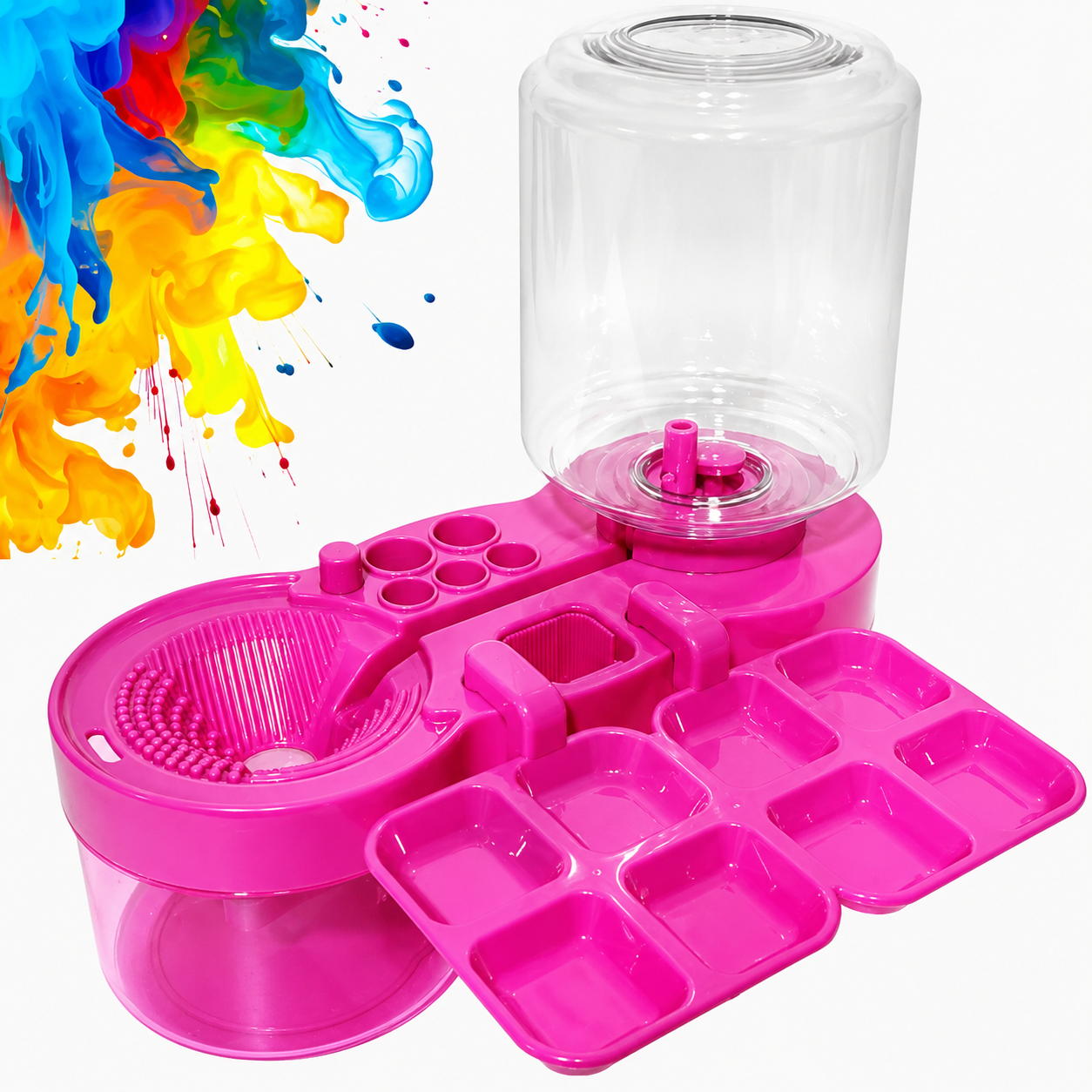 New Paint Brush Cleaner with Paint Tray, Water Circulation Brush Rinser with Brush Holder
