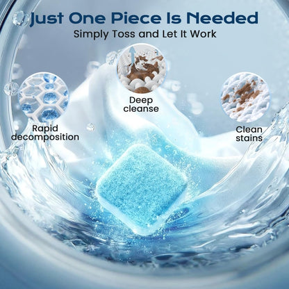 12Pcs Washing Machine Cleaner Tablets – Removes Stubborn Pet Hair, Odors & Mold, Septic Safe