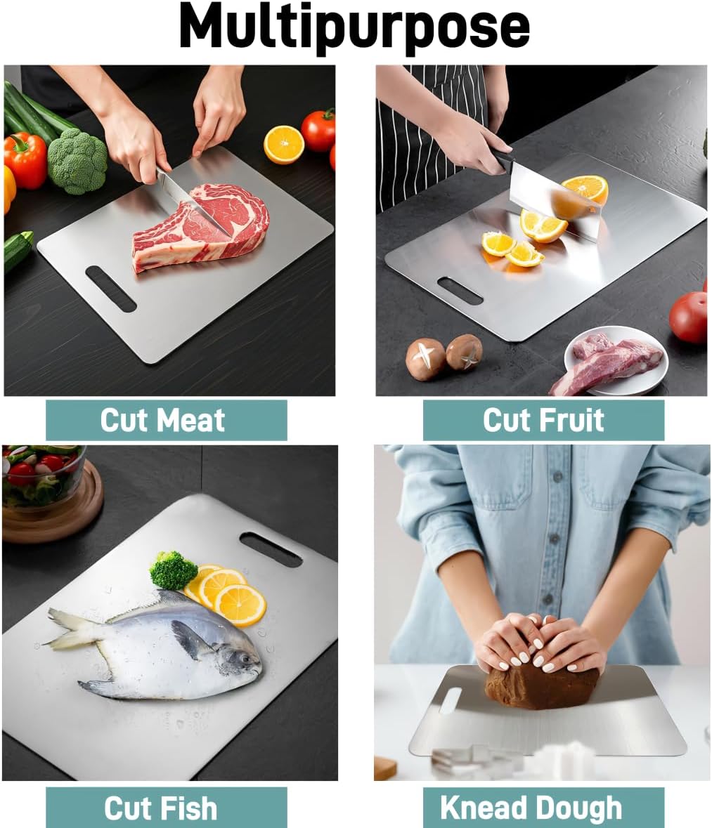 304 Stainless Steel Cutting Board for Kitchen, Non Toxic Cutting Boards 11.8x7.9inch