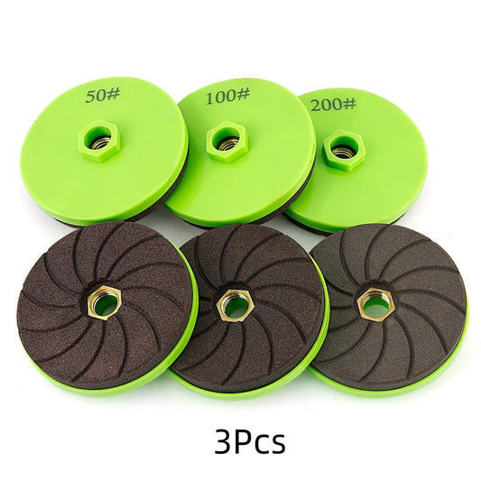 3Pcs 50/100/200# Diamond Polishing Pads, 4 Inch, for Tile, Marble and Granite, Chamfering