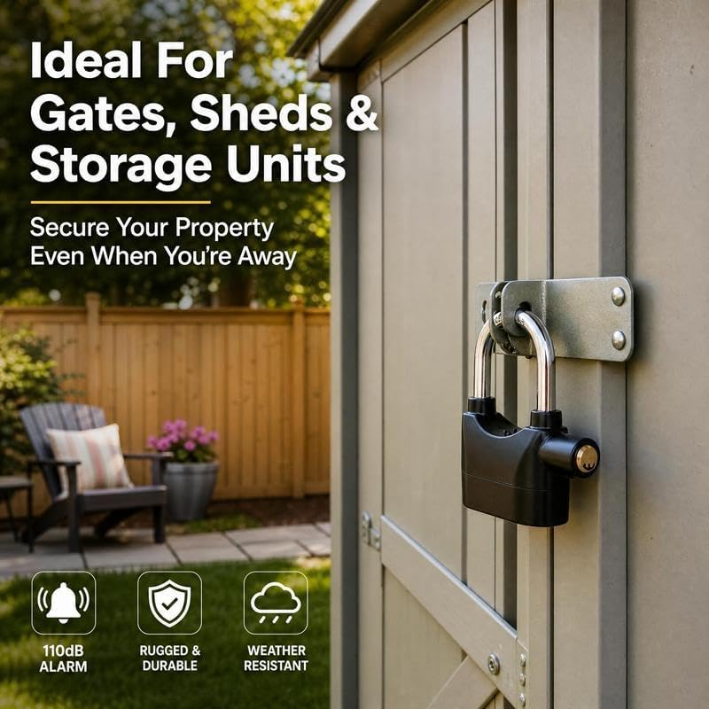 Anti-Theft Alarm Padlock with Lock Hasps, Aluminum Alloy Materia