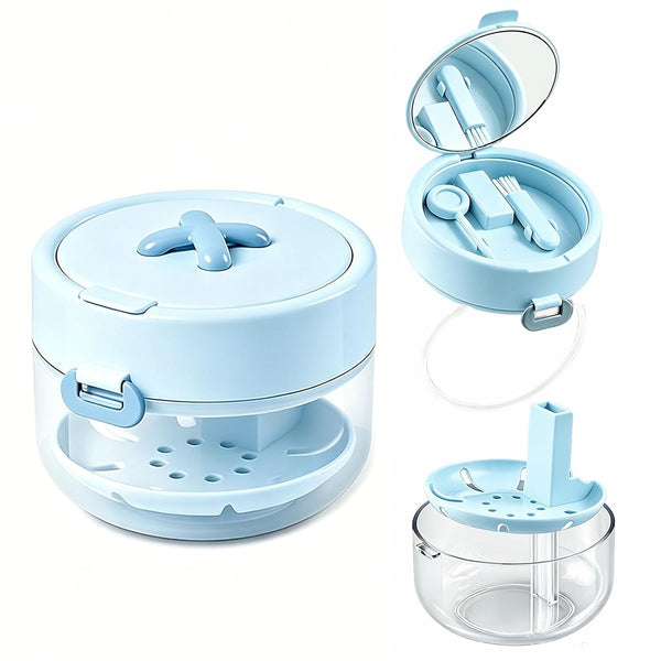 3-in-1 Retainer Case with Mirror and Cleaning Brush, Portable Retainer Case with Mirror