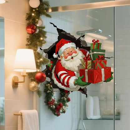 3Pcs Creative Christmas Santa Wall Stickers, Removable 3D Santa Wall Decal