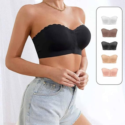 Wireless Invisible Comfortable Scallop Trim Hook & Eye Front Bralette