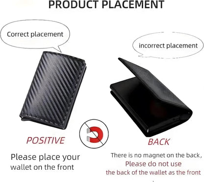 Wallet for Men, Simple Credit Card Holder, RFID Barrier, Pop-Up Business Card Box