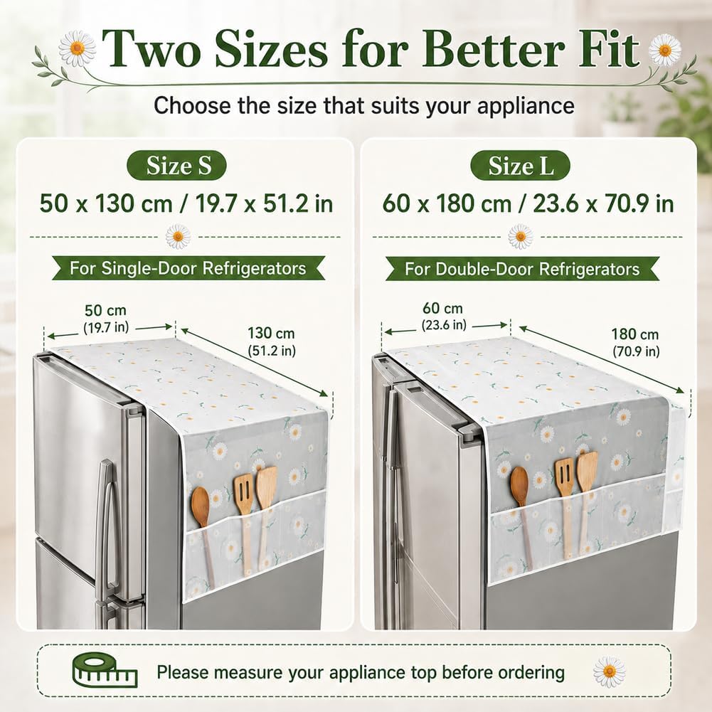 3Pcs Multipurpose Refrigerator Dust Cloth Proof Cover With Storage Pockets Bags