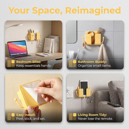 2Pcs Wall Mount Phone Holder Adhesive Wall Phone Mount Charging Stand and Remote Control Stand