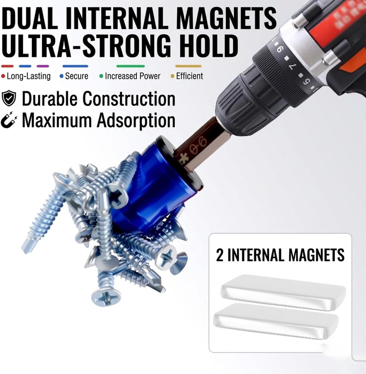 3Pcs Magnetizer & Demagnetizer Tool Set, Strong Magnetic Screw Ring, Universal Magnetic Screw Ring Head for Drill