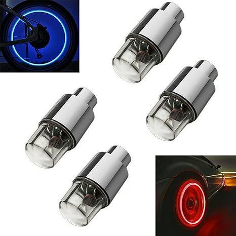 4 Pack LED Tire Lights for Car Trucks Valve Stem Cap Bike Golf Cart