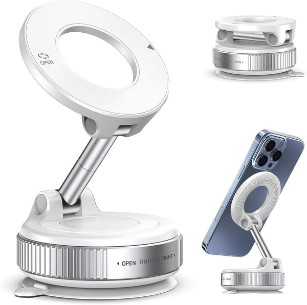 Strong Magnetic Car Phone Holder for MagSafe Ultra Vacuum Suction Cup Phone Mount 360°
