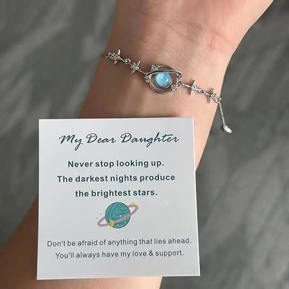 2PCS To My Daughter Gift Star Moon Bracelet for Beautiful Daughter Granddaughter