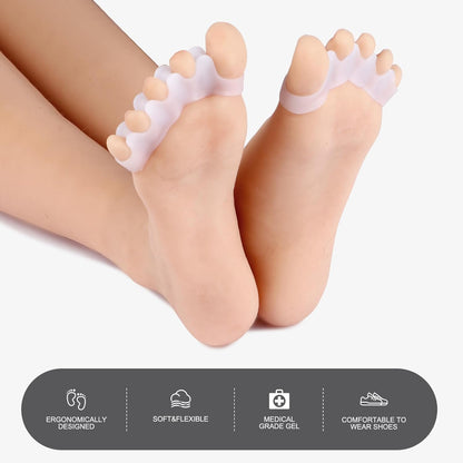 Silicone Toe Separators –Bunion Corrector & Hammertoe Straightener for Overlapping Toes
