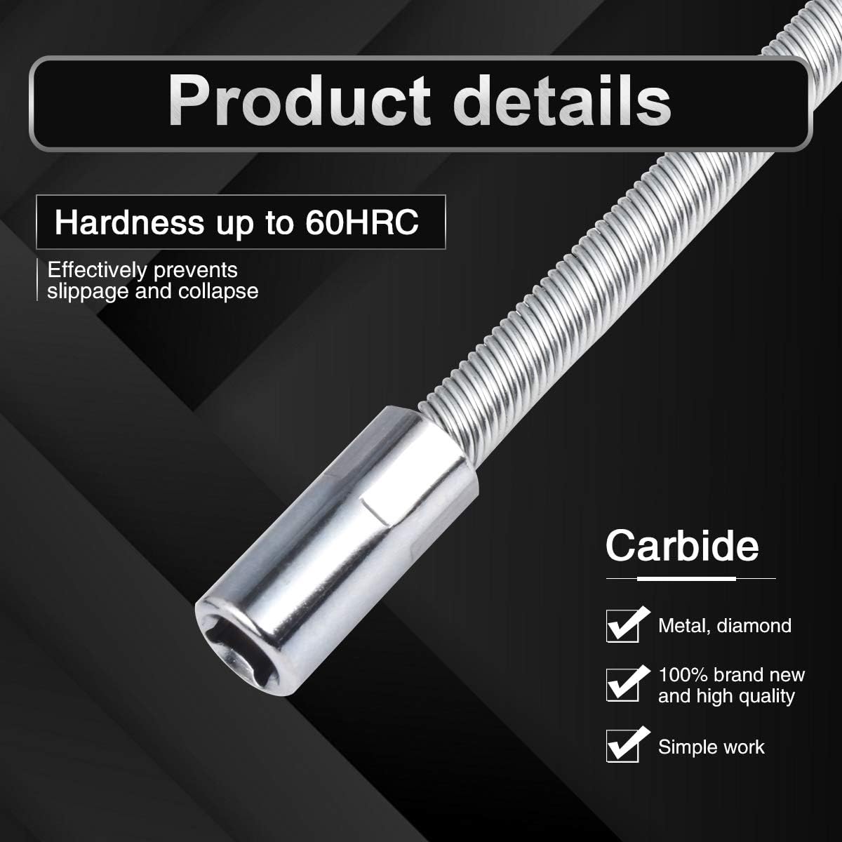 Flexible Socket Extension Ratchet, Made of Heat-Treated Chrome Vanadium Steel with Flexible Spring Steel Shaft