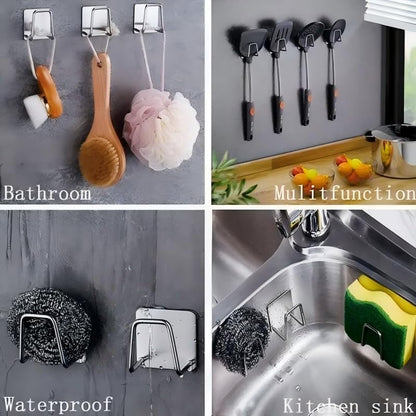 4PCS Stainless Steel Sponge Holders for Kitchen Sink Adhesive Quick Drying ﻿