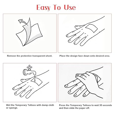 6 Sheets Temporary Tattoos for Women and Men Body Arm Back, Realistic Waterproof
