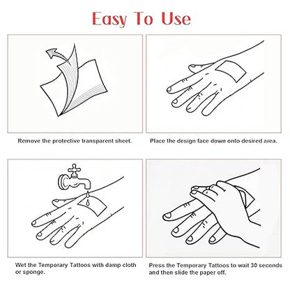 6 Sheets Temporary Tattoos for Women and Men Body Arm Back, Realistic Waterproof