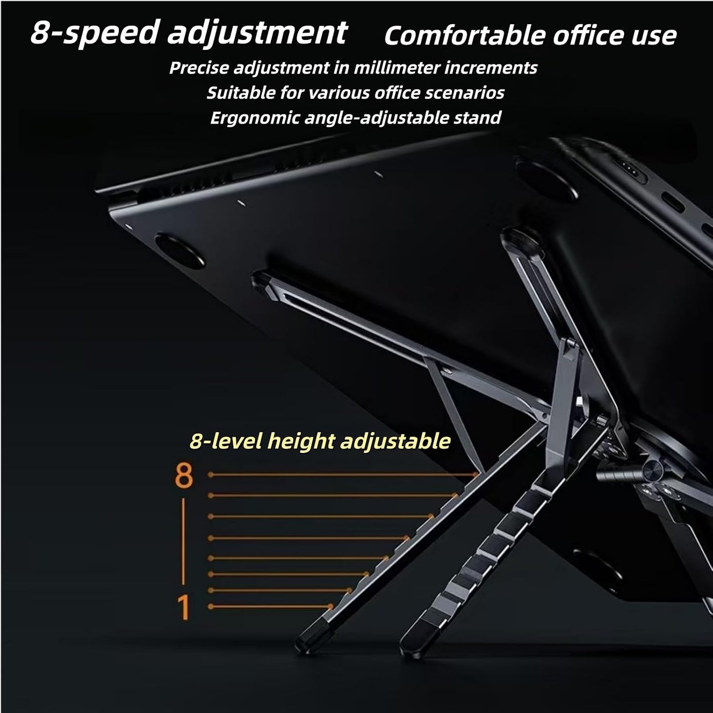 Portable Laptop Stand, 3-in-1 Magnetic Foldable Adjustable, for Desk